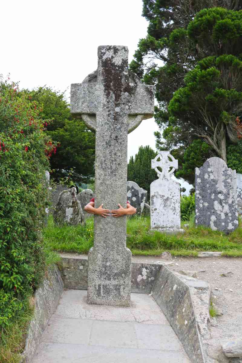 Glendalough Monastic City (St. Kevin's Cross) - If you are holy you can wrap your arms entirely around it